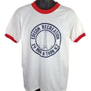 Thomas Edison Tower Run A Thon T Shirt Vintage 80s 1982 Let There Be Light